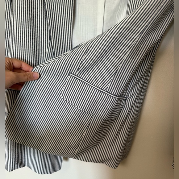 H&M cotton striped career work open front  blazer - Picture 11 of 12